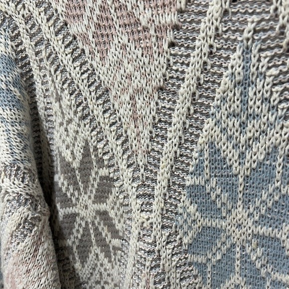 Vtg Koret Womens Pastel Chunky Sweater M Textured Snowflakes Cotton Blend - Picture 7 of 9